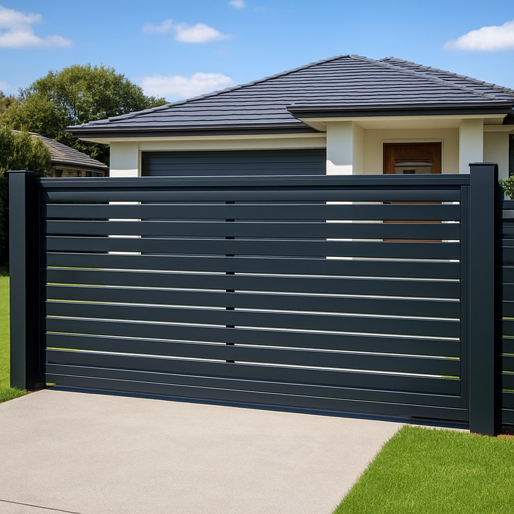 Automated sliding driveway gate at a Sydney suburban home